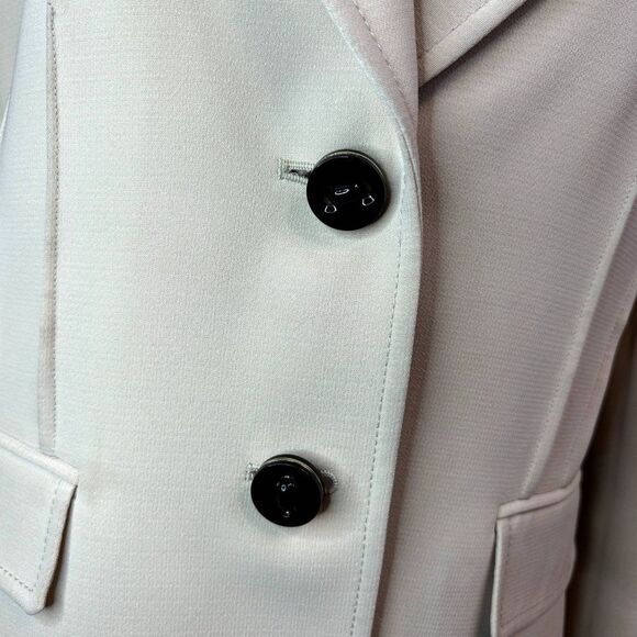 Tahari Jacquard Cream Blazer Jacket Button Up Collared Cotton Womens Business - Picture 5 of 9